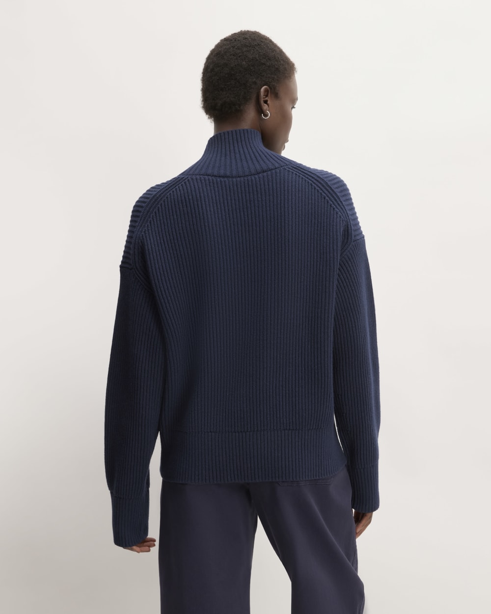 The Organic Cotton Ribbed Turtleneck | Navy - Image 6
