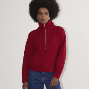 The Half-Zip Sweater in Luxe Merino | Berry Red