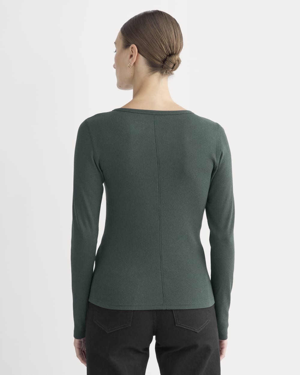 The Luxe Rib Long-Sleeve Crew | Heathered Dark Sea - Image 5