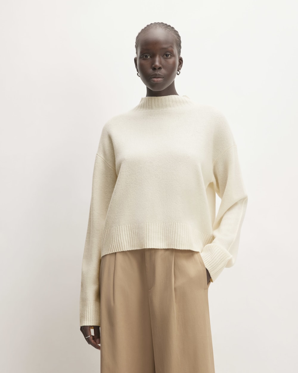 The Good Merino Wool Mockneck Sweater | Bone