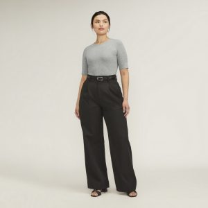 The Short-Sleeve Crew Neck Bodysuit | Heathered Grey | Thong