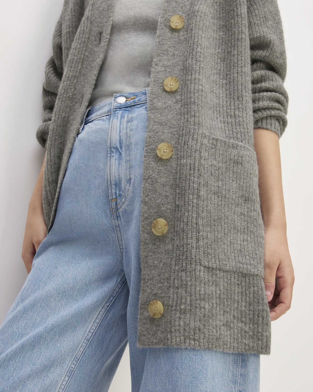 The Oversized Alpaca Pocket Cardigan | Heathered Stone - Image 5