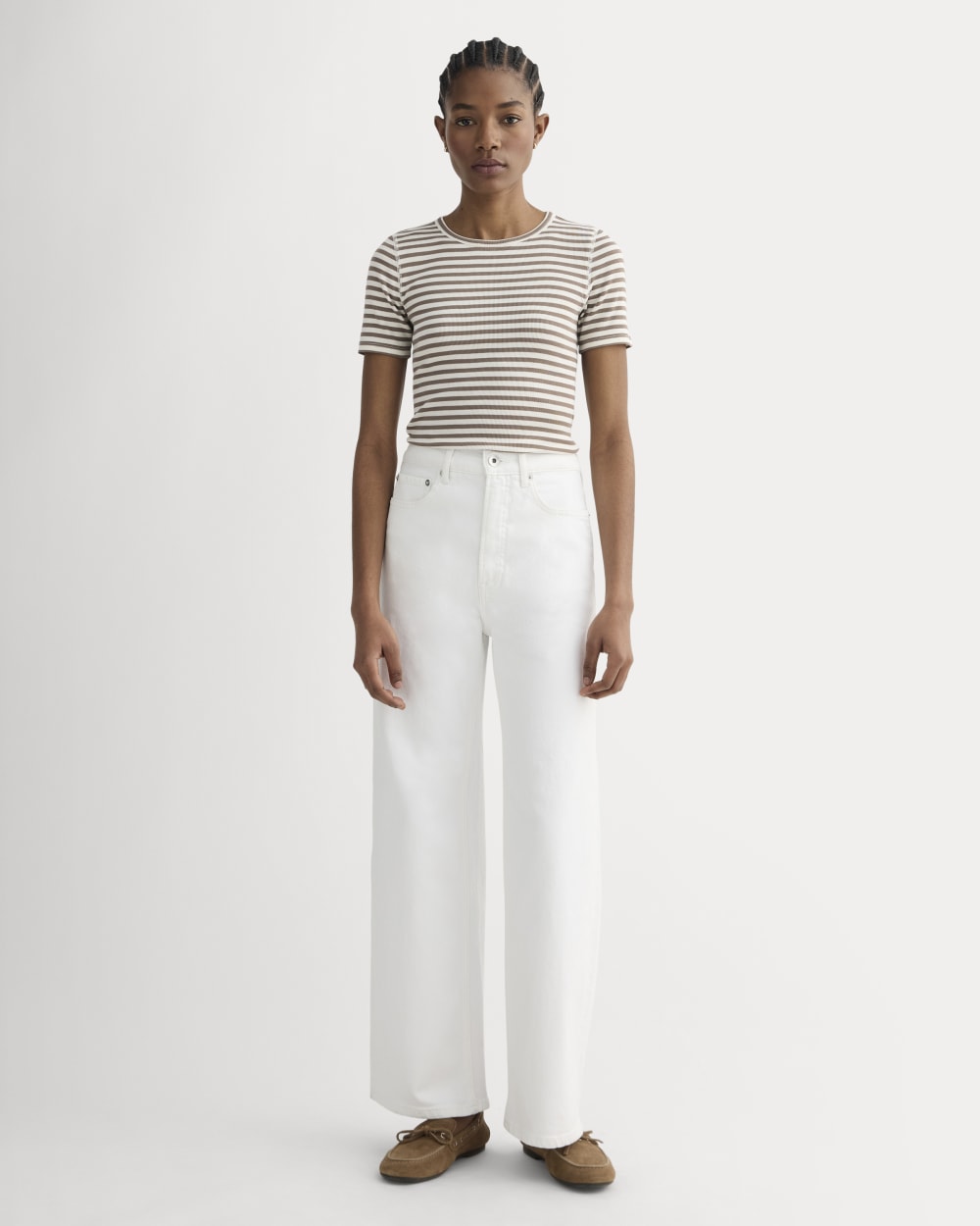 The Luxe Rib Crew | Bone / Deep Taupe - Image 3