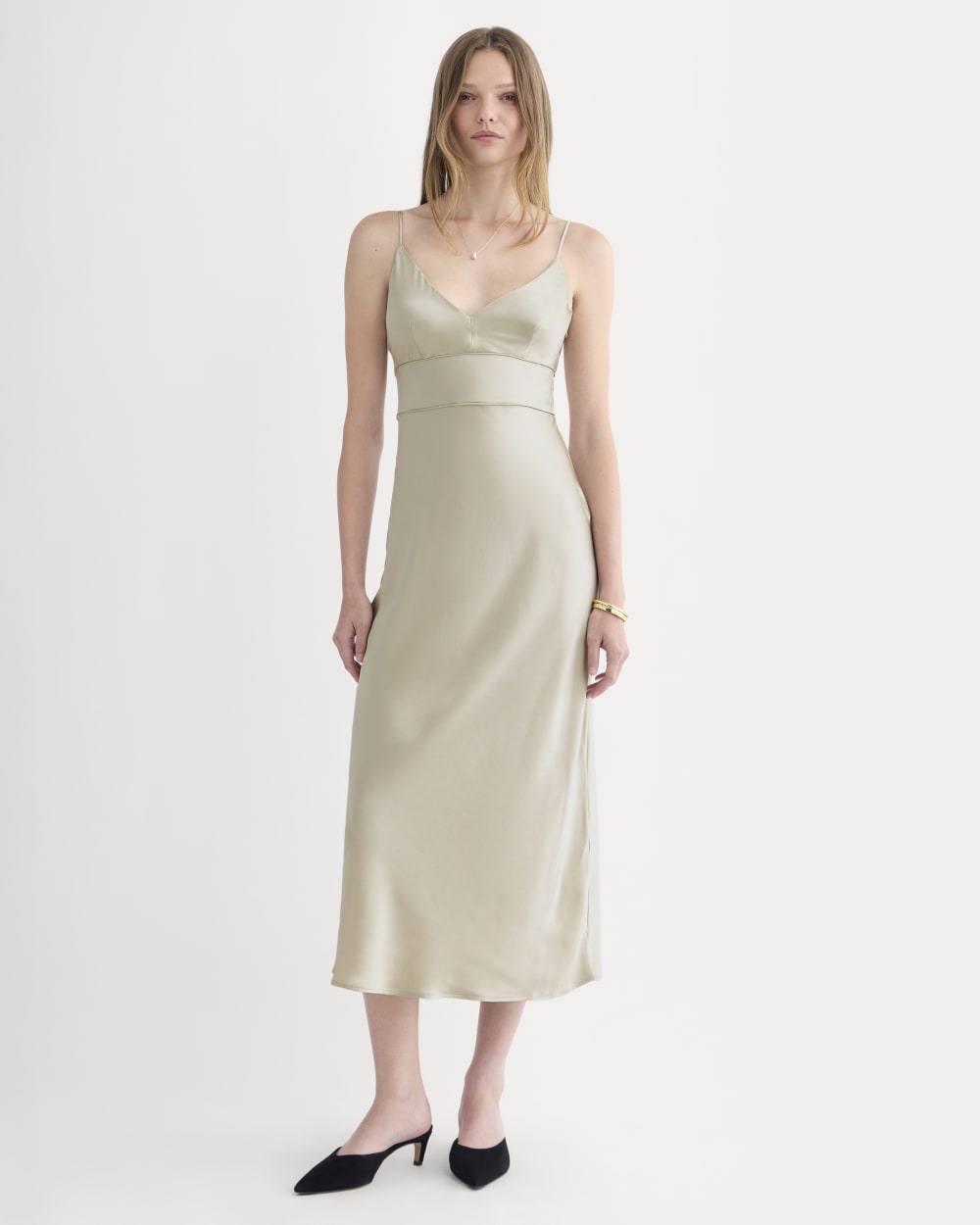 Bias Cut Slip Dress in Silk Charmeuse | Peyote - Image 3