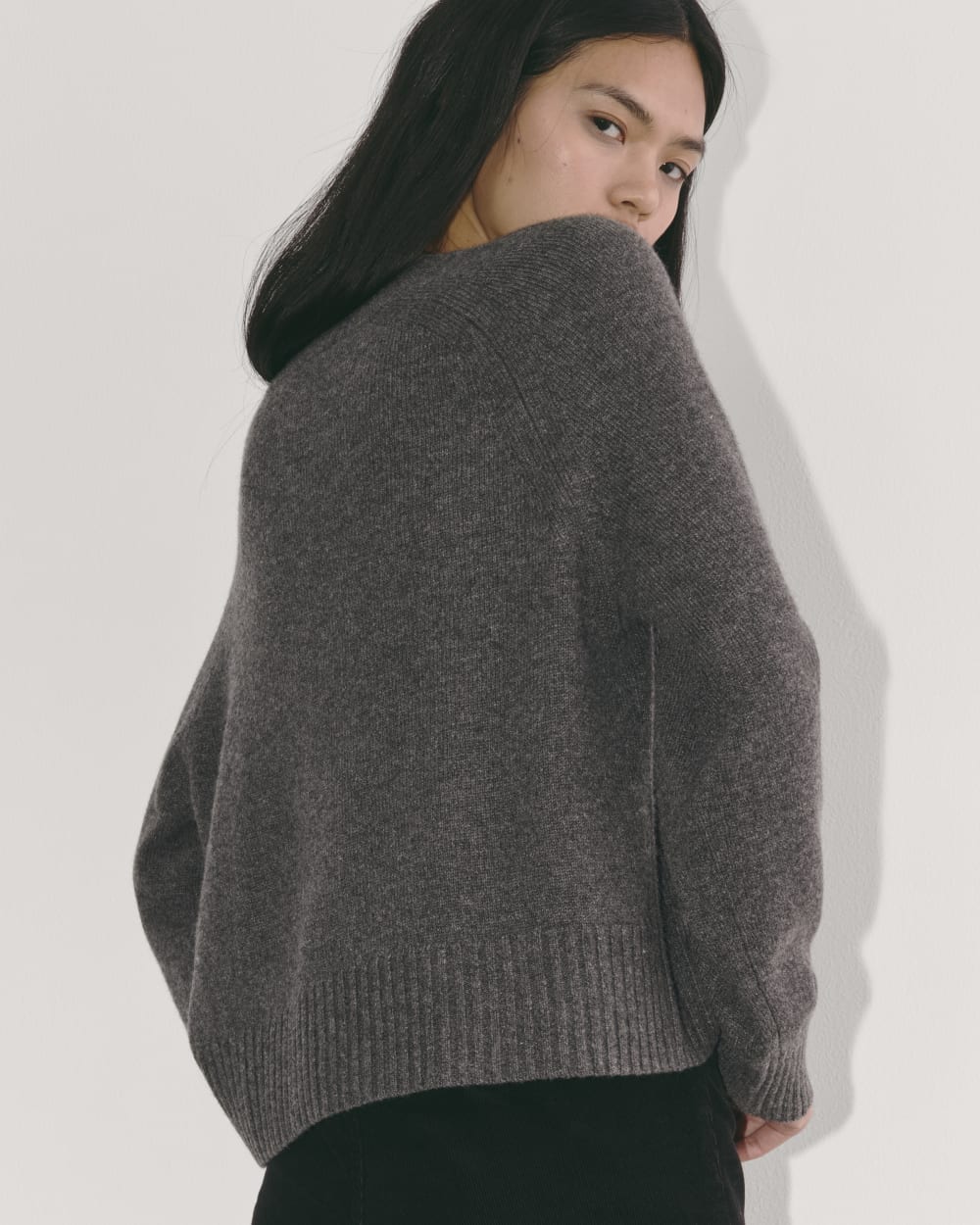 The Boxy Crew in Cashmere | Heather Charcoal - Image 2