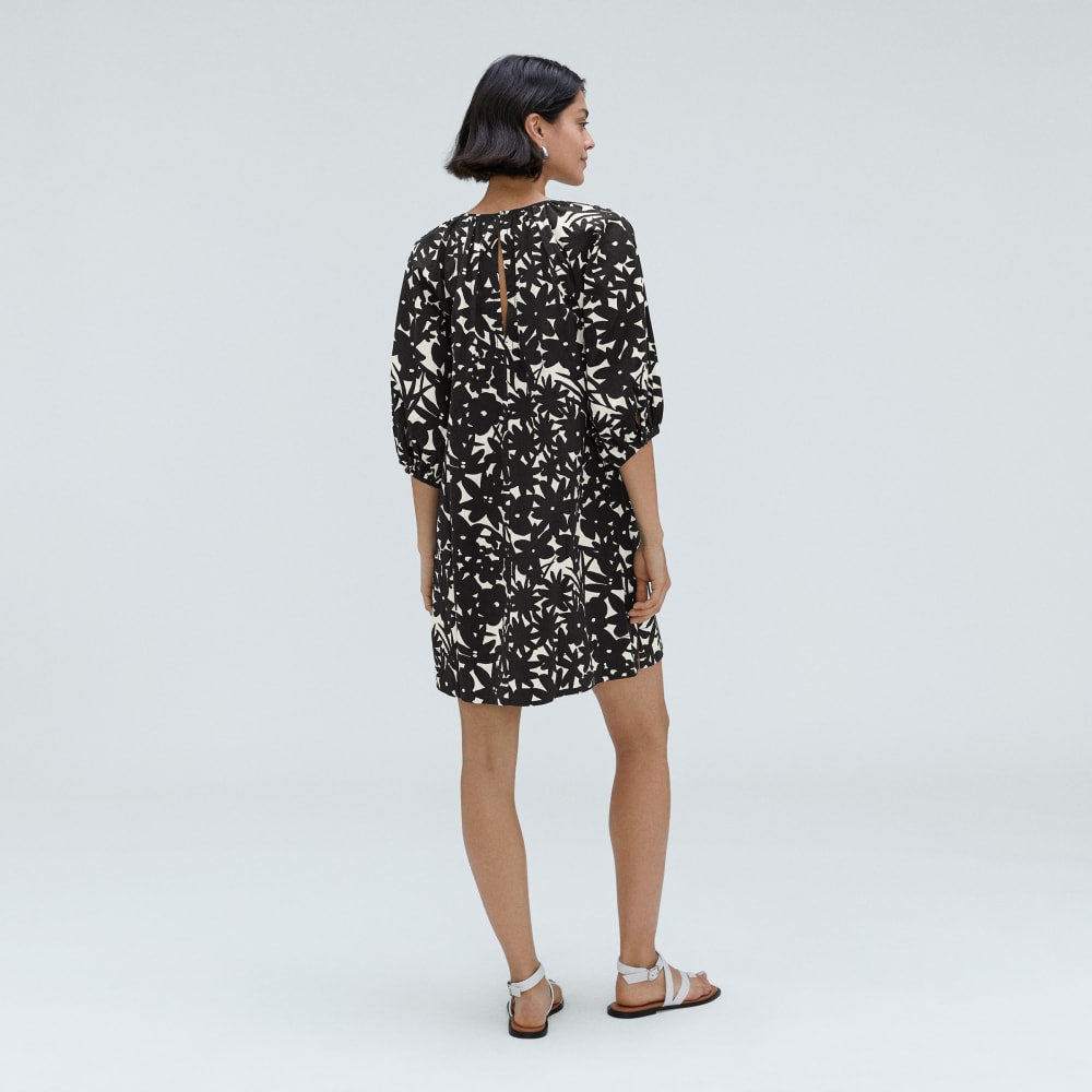 The Seersucker Puff Sleeve Dress | Black / Canvas Floral - Image 3