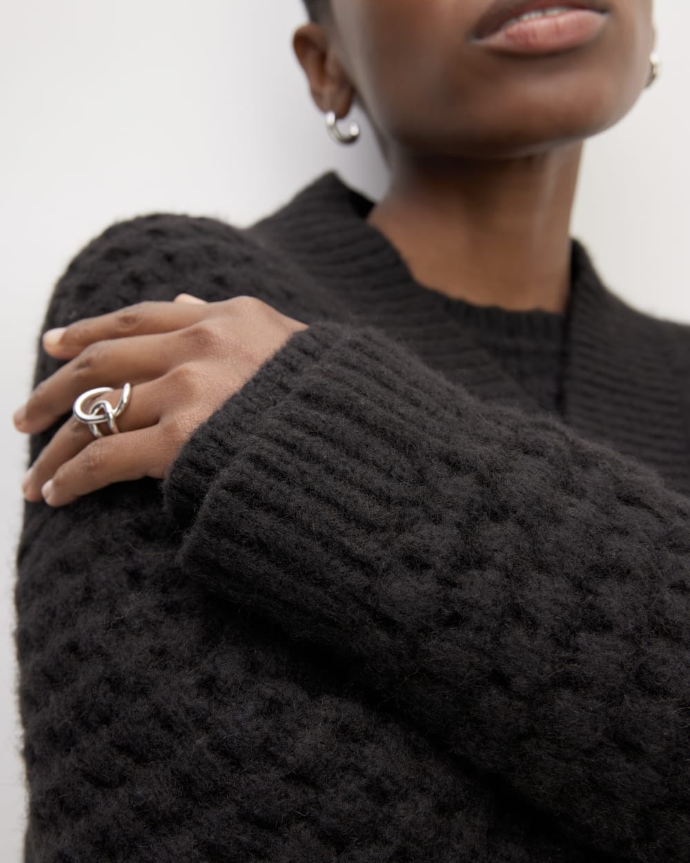 The Cloud Oversized Textured Cardigan | Black - Image 5