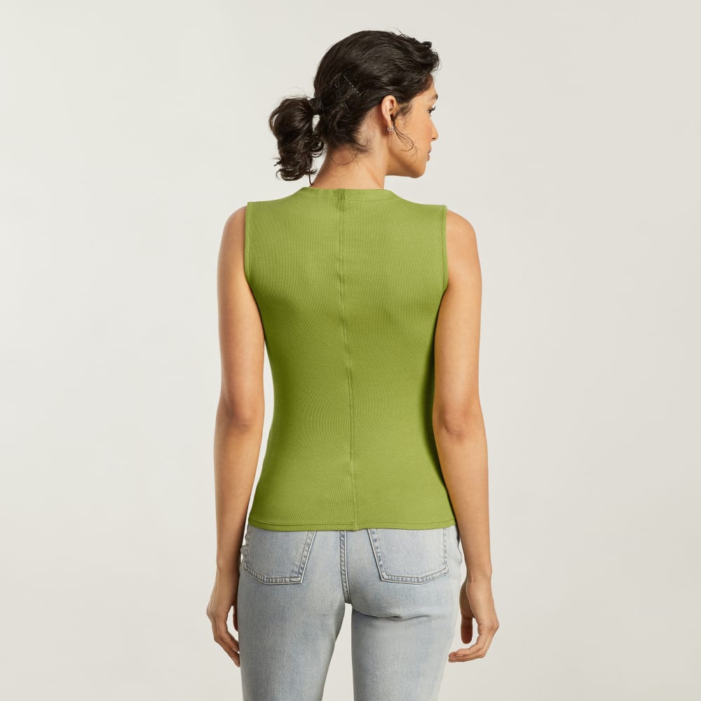 The Pima Micro-Rib Funnel-Neck Tank | Pepper - Image 3