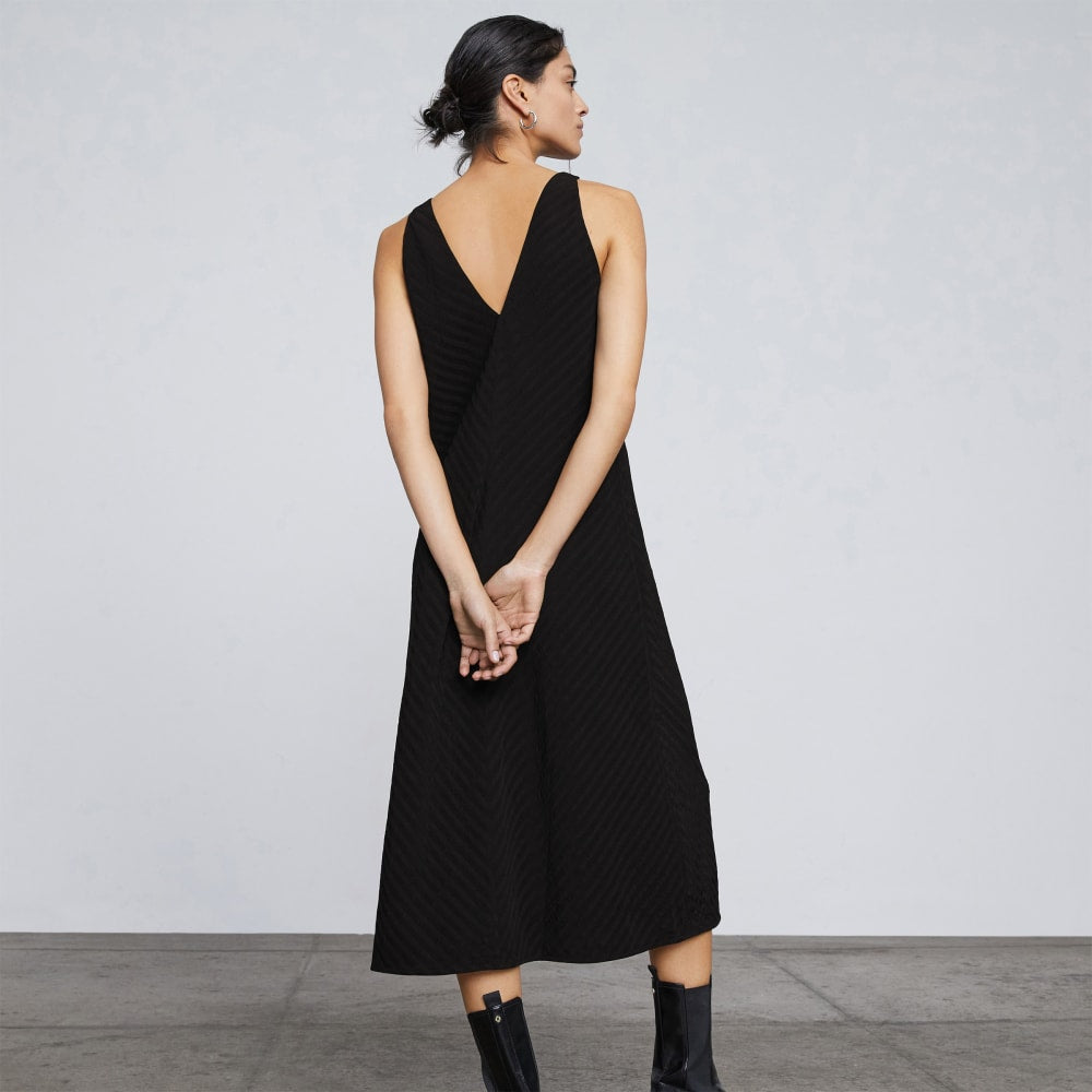 The City Stripe Midi Dress | Black - Image 3
