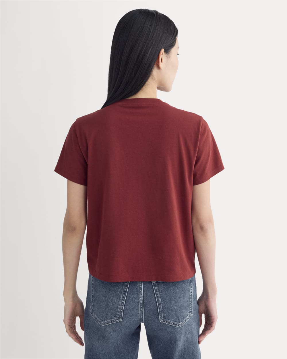 The Box-Cut Tee in Essential Cotton | Merlot | No Pocket - Image 4