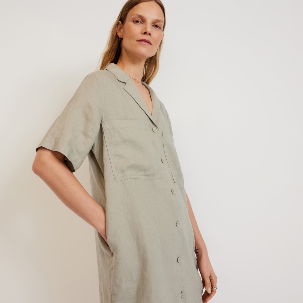 The Linen Workwear Dress | Seagrass - Image 4