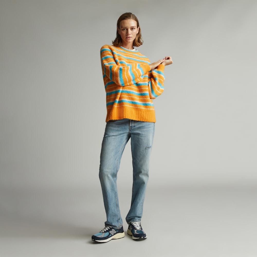 The SuperFuzz Alpaca Oversized Crew | Turmeric Stripe - Image 6