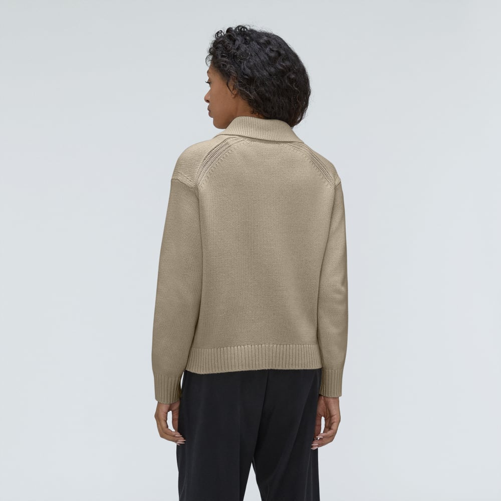 The Cotton Chore Sweater Jacket | Trench Coat Khaki - Image 3