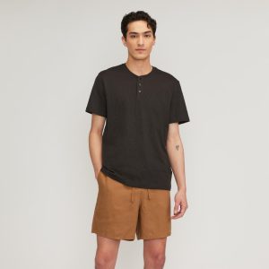 The Cotton Slub Henley | Black