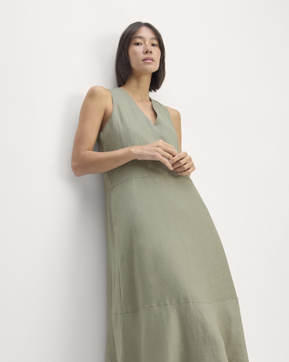 The Linen V-Neck Maxi Dress | Sage Green