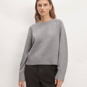 The Boxy Crew in Cashmere | Heathered Grey