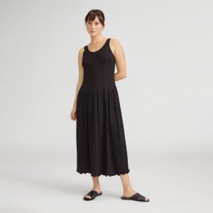 The Rib Soft Knit Scoop-Neck Dress | Black