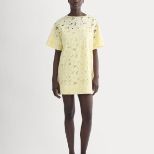 The Eyelet Mini Shift Dress | Light Yellow
