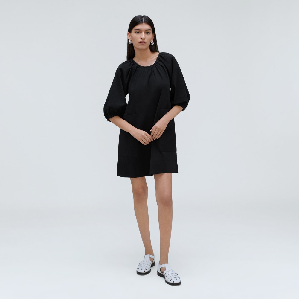 The Seersucker Puff Sleeve Dress | Black - Image 2
