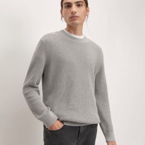 The No-Sweat Ribbed Crew | Heathered Grey