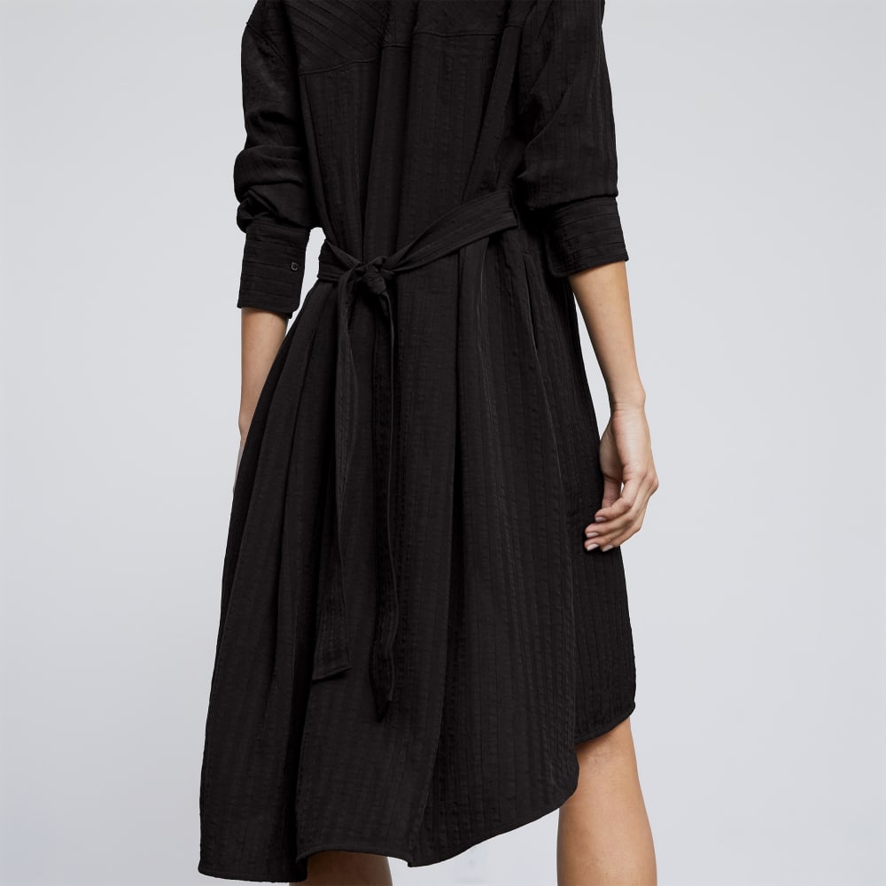 The City Stripe Draped Shirt Dress | Black - Image 5
