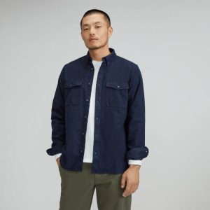 The Brushed Flannel Shirt | Heather Navy