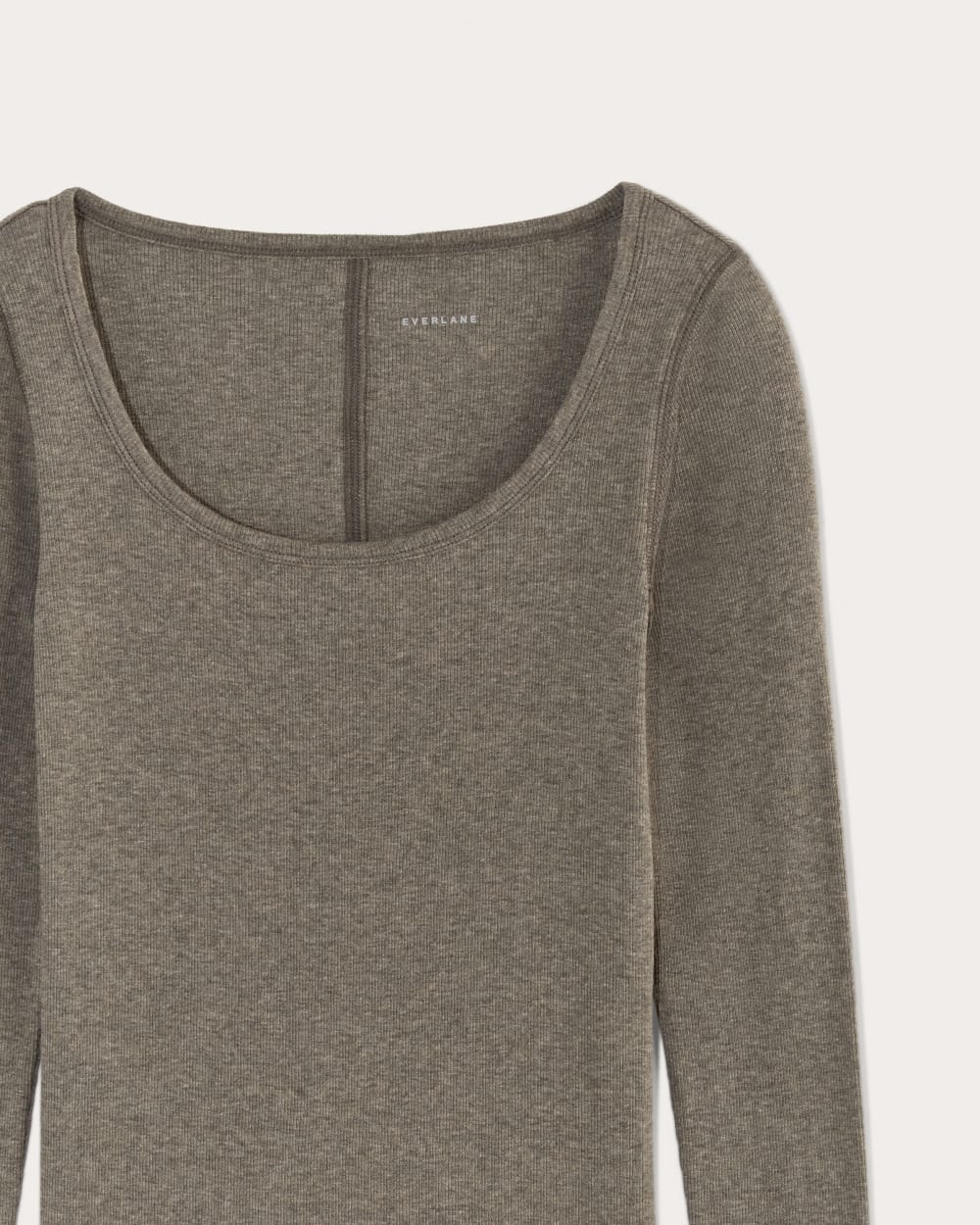 The Luxe Rib Long-Sleeve Scoop-Neck Tee | Heathered Fatigue - Image 5
