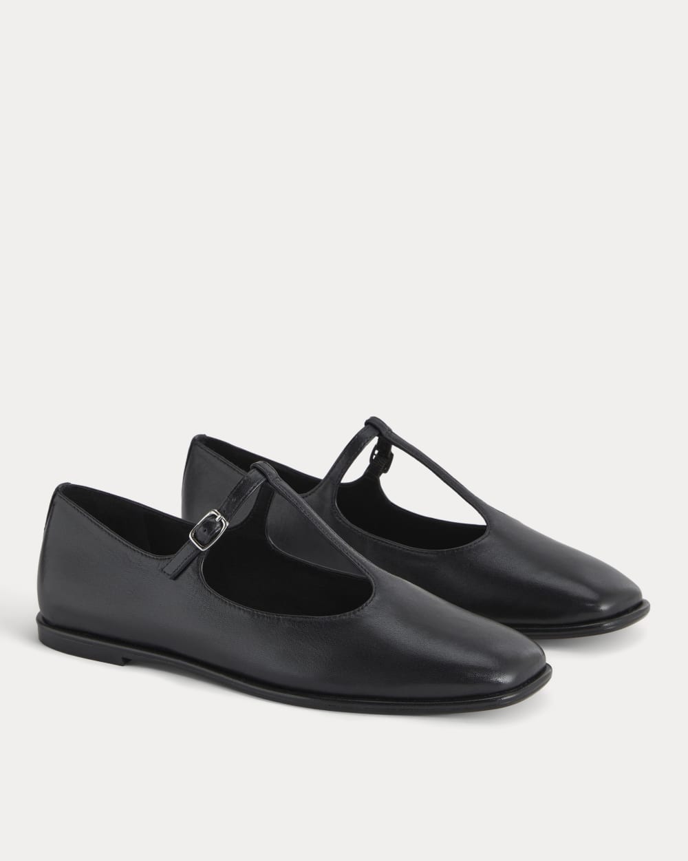 The Leather T-Strap Flat | Black - Image 4