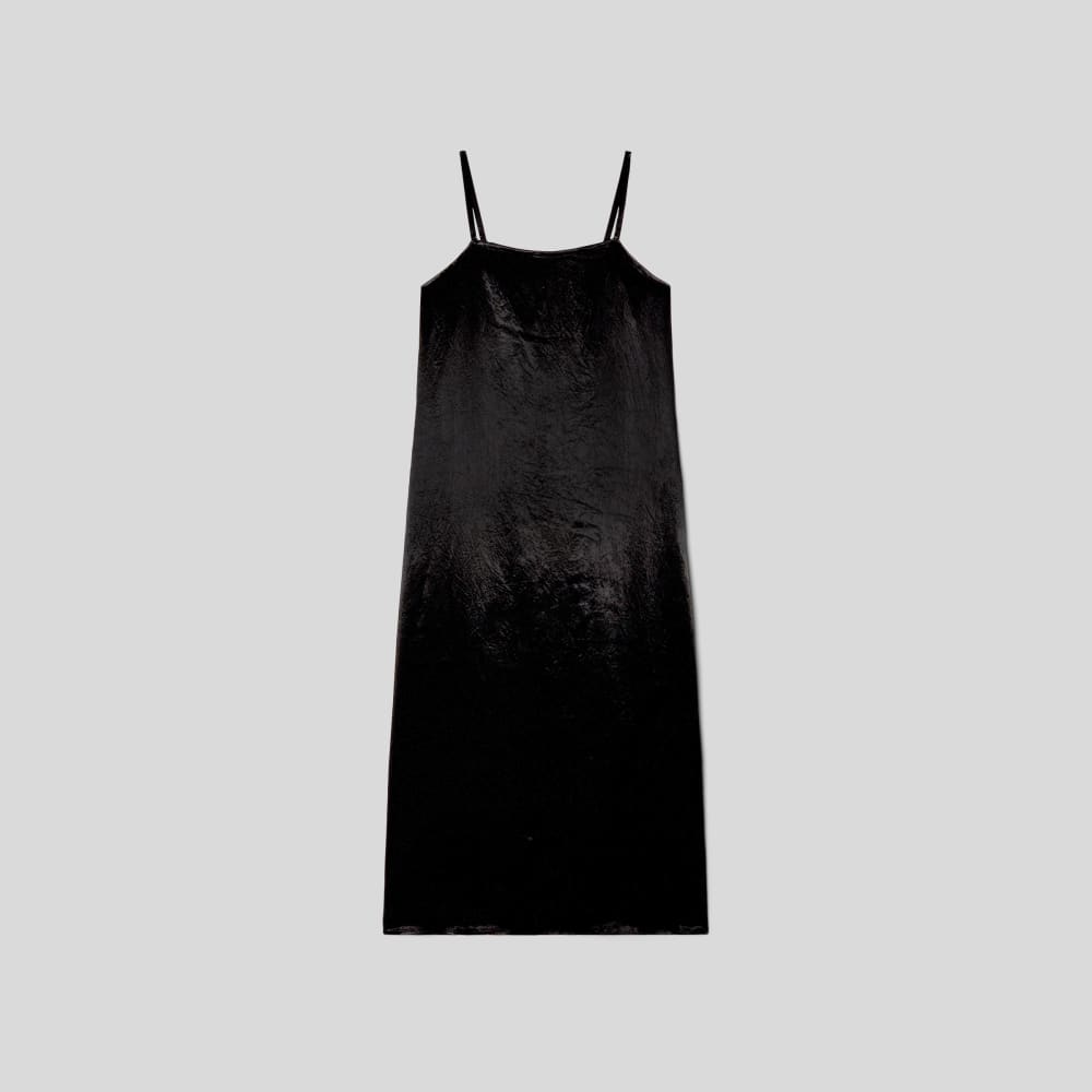 The Satin Square-Neck Slip Dress | Black - Image 2