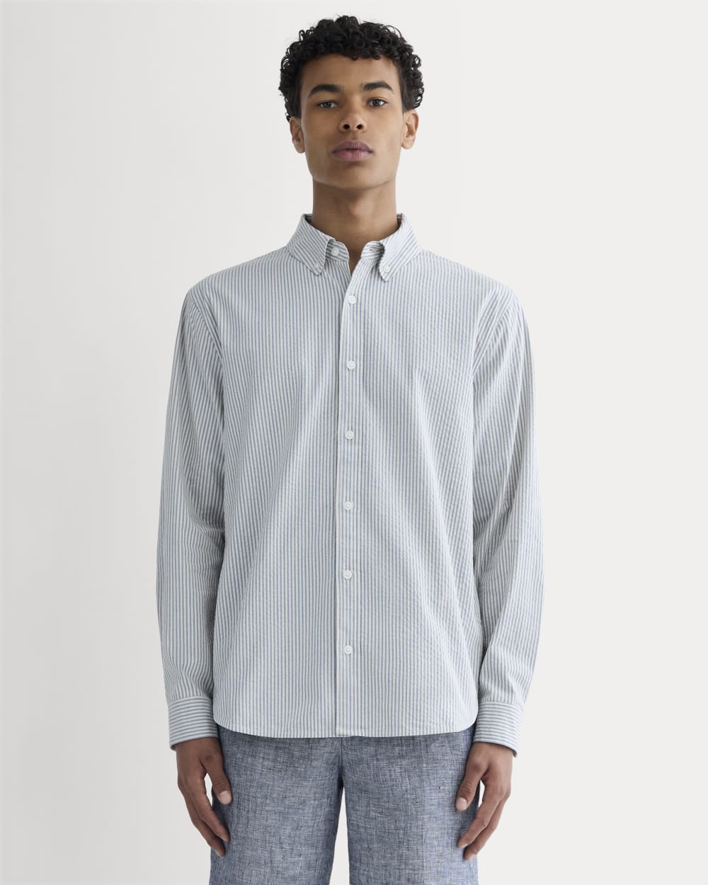 The Seersucker Long-Sleeve Shirt | Dutch Blue / Natural