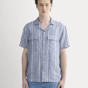 The Resort Shirt in Linen | Dutch Blue / Bone