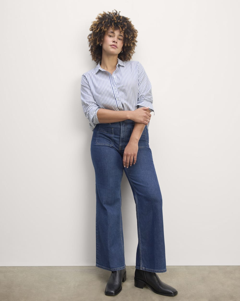 The Must-Have Shirt in Silky Cotton | White / Bellwether Blue - Image 3