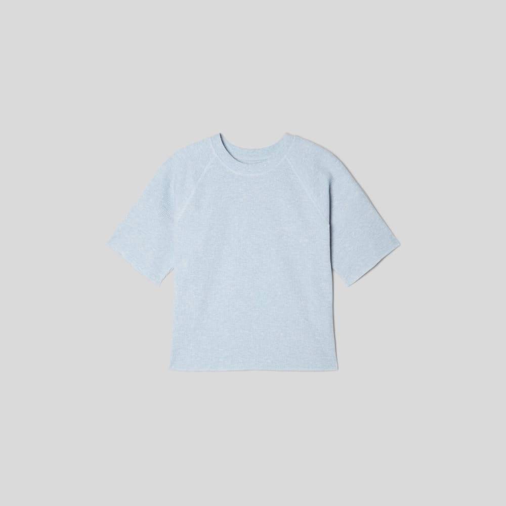 The Organic Cotton Waffle Raglan Tee | Heathered Light Blue - Image 2