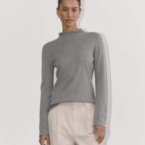 The Funnel Neck in Cotton Cashmere | Heather Charcoal