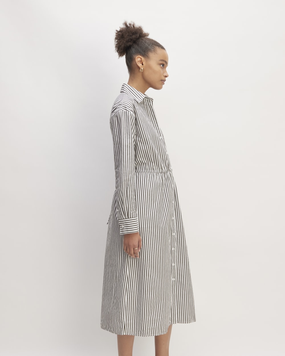 The Supima? Cotton Midi Shirt Dress | Optic White / Black - Image 5