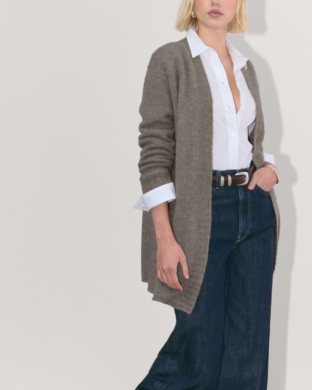 The Robe Cardigan in Alpaca | Taupe Melange - Image 4