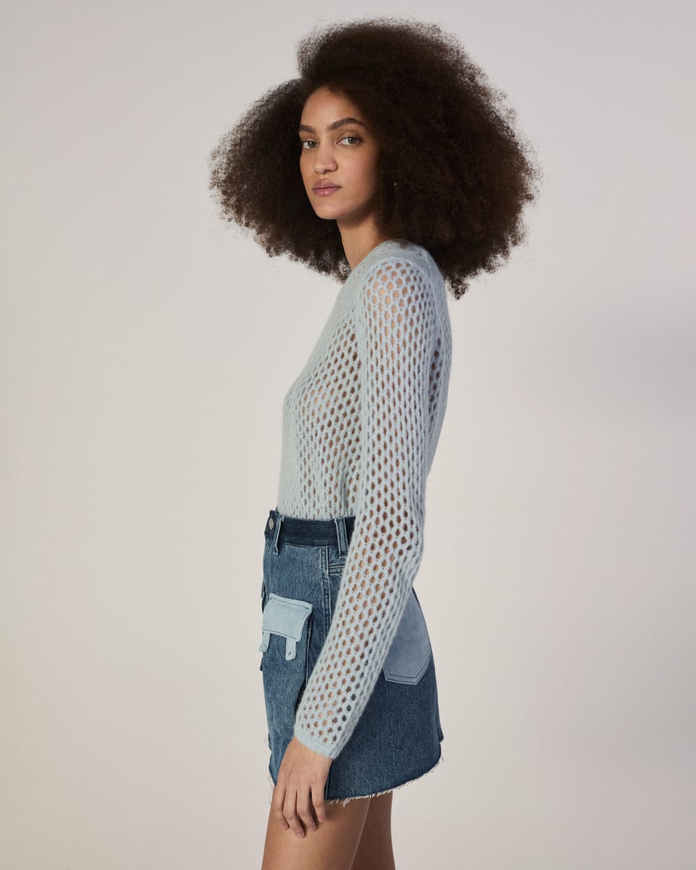 The Everlane x Marques' Almeida Denim Patchwork Mini Skirt | Diamond Blue - Image 8