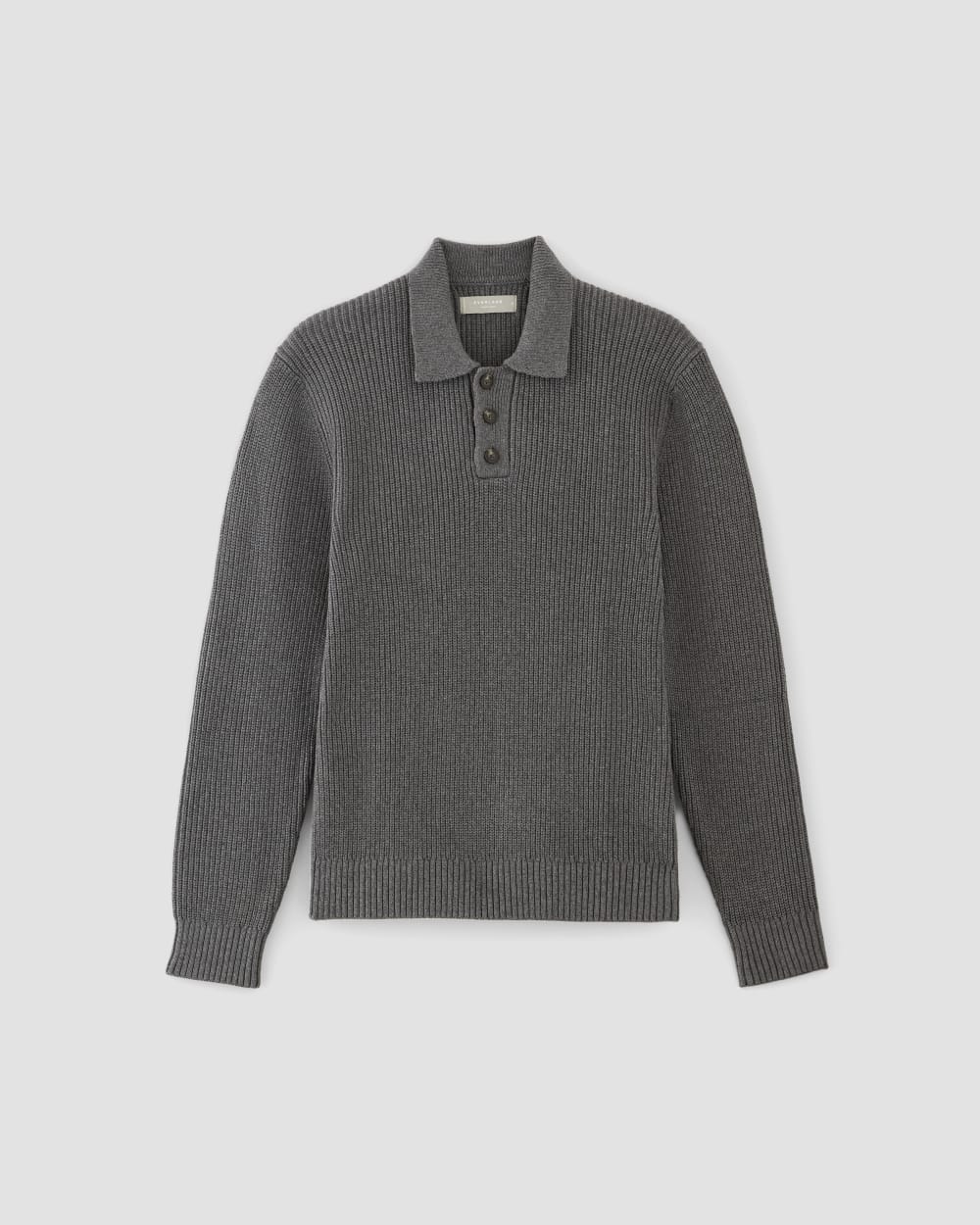 The Cotton Chunky Rib Polo | Heathered Charcoal - Image 2