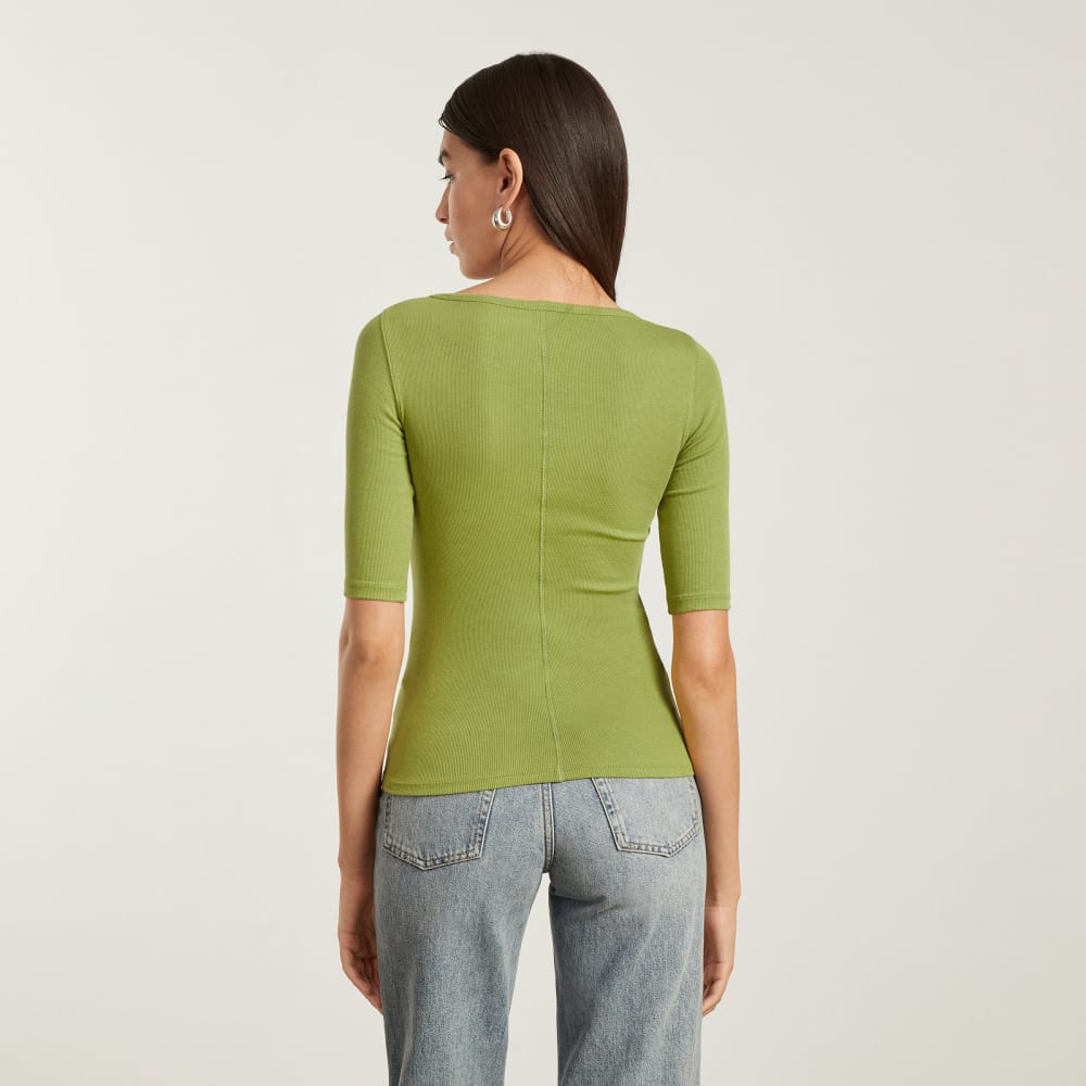 The Luxe Micro-Rib Scoop-Neck Tee | Pepper - Image 3