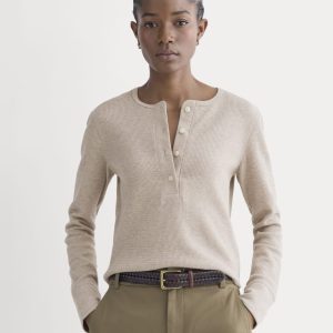 Boxy Henley in Cozy Waffle | Heathered Oatmeal