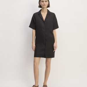 The Shirtdress in Linen | Black