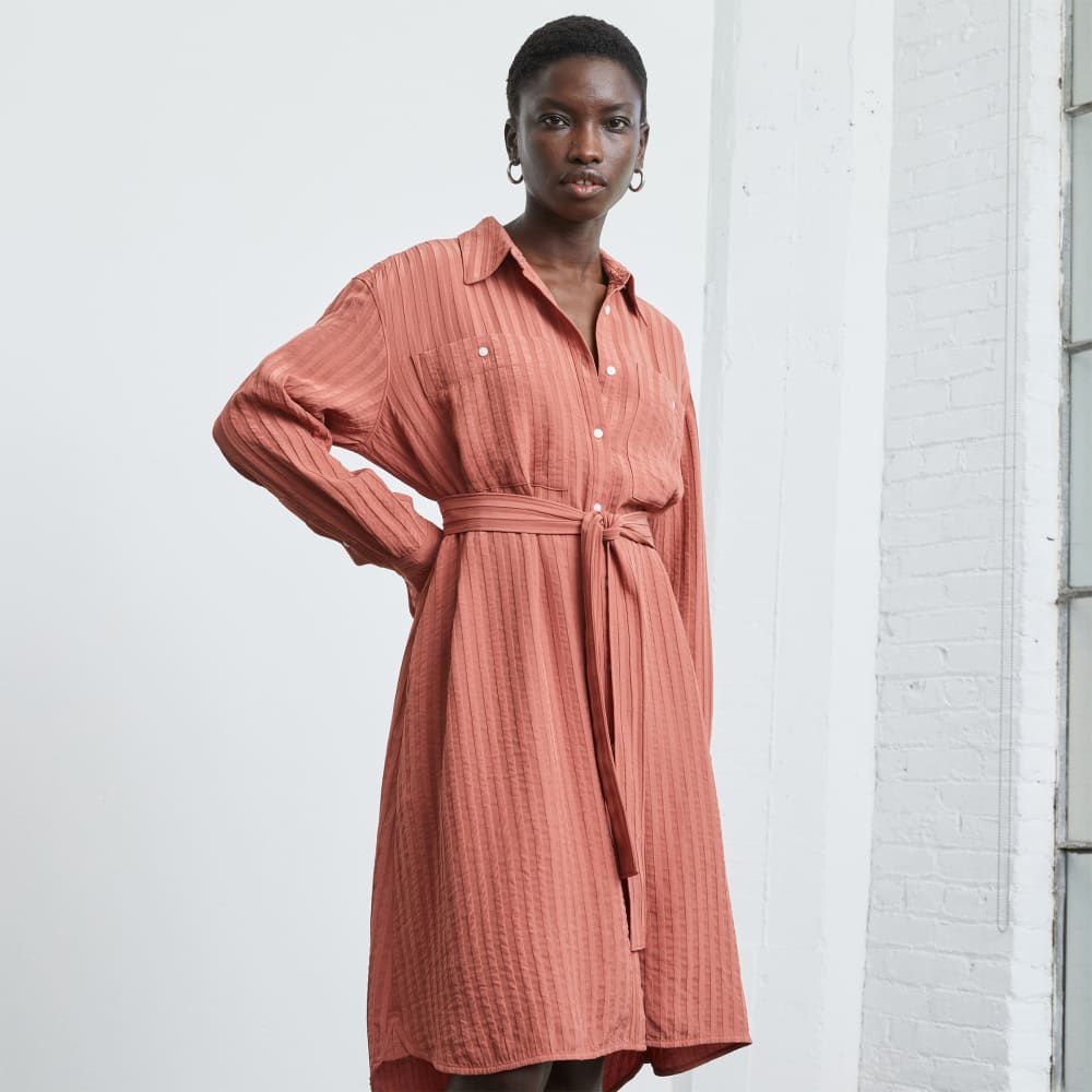 The City Stripe Draped Shirt Dress | Redwood - Image 6