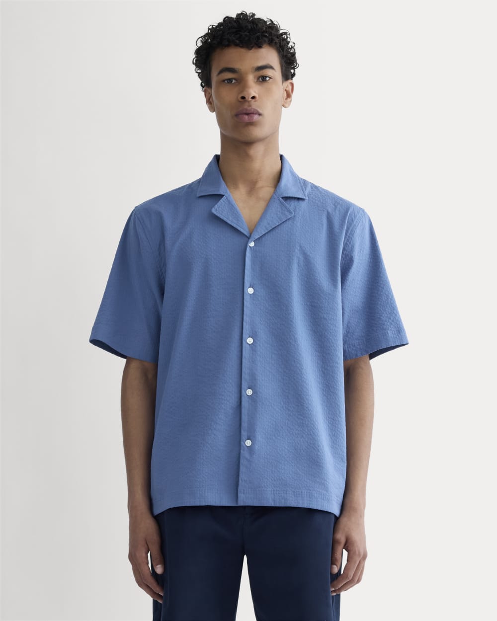 The Seersucker Resort Shirt | Soft Cobalt