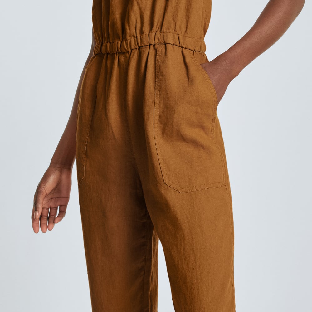 The Linen Shoestring Jumpsuit | Tawny Brown - Image 6