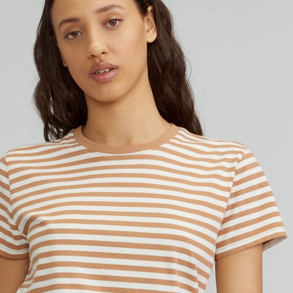 The Box-Cut Tee in Essential Cotton | Caramel / Canvas Tan | No Pocket - Image 4