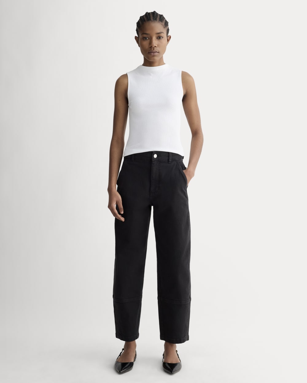 The Luxe Rib Funnel-Neck Tank | White - Image 4