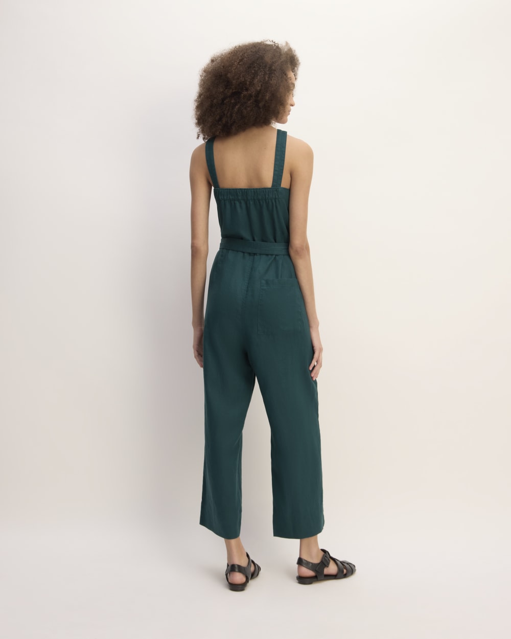 The Linen Side-Button Jumpsuit | Dark Sea - Image 6