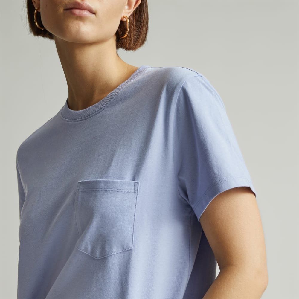 The Box-Cut Tee in Essential Cotton | Periwinkle | Pocket - Image 3