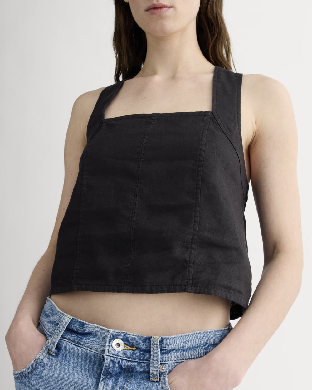 The Crossback Tank in Linen | Black - Image 4