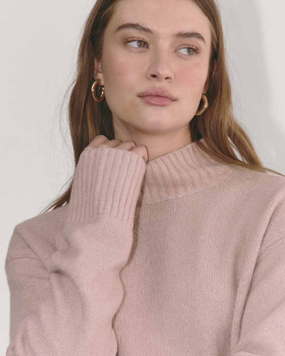 The Mockneck Sweater in Plush Cotton | Dusty Rose - Image 4